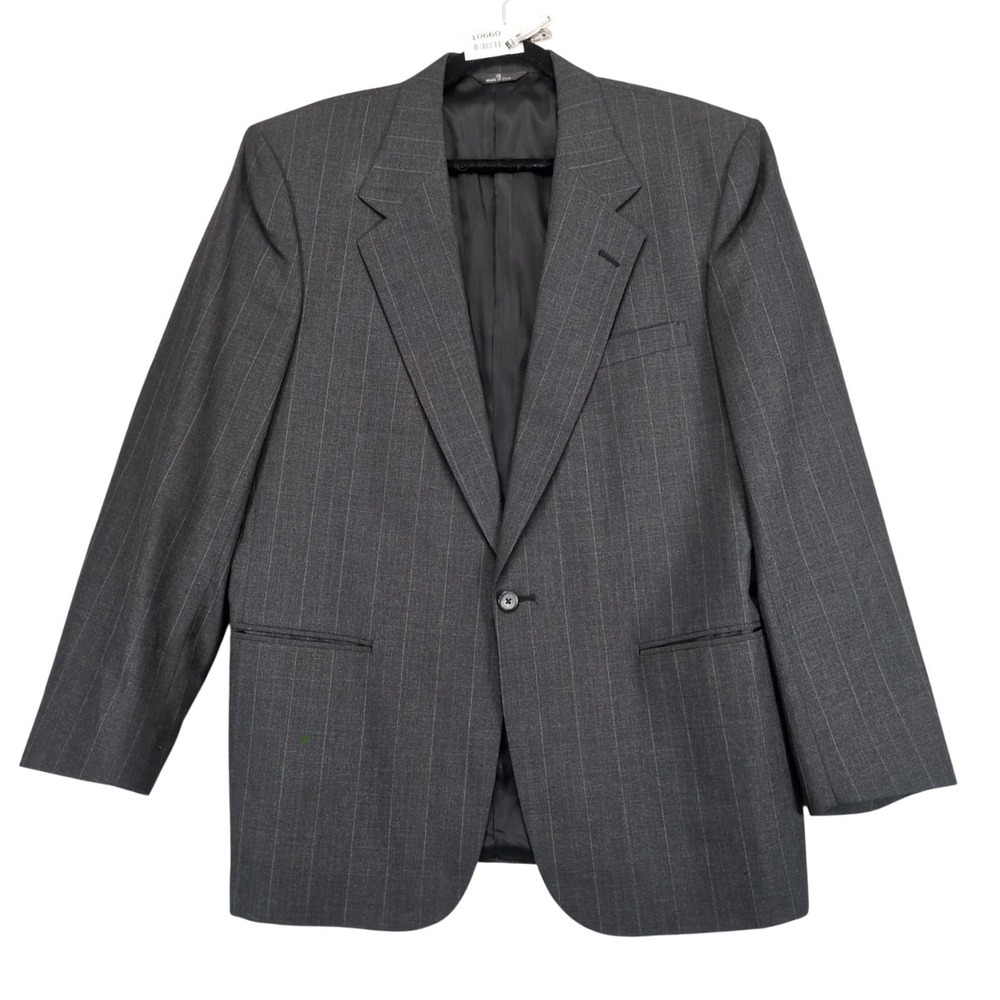Vintage Perry Ellis Portfolio Charcoal Pinstripe Suit Jacket Mens‎ 42R Union USA